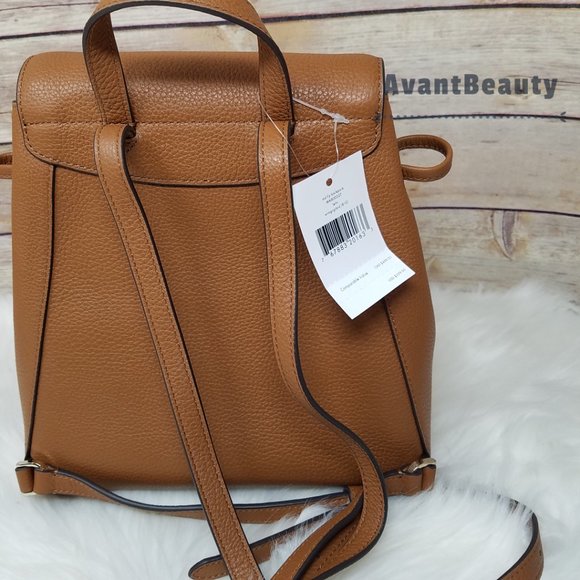 Kate Spade New York Leila Medium backpack Pebbled Leather Ginger Brown Bookbag - Picture 10 of 11